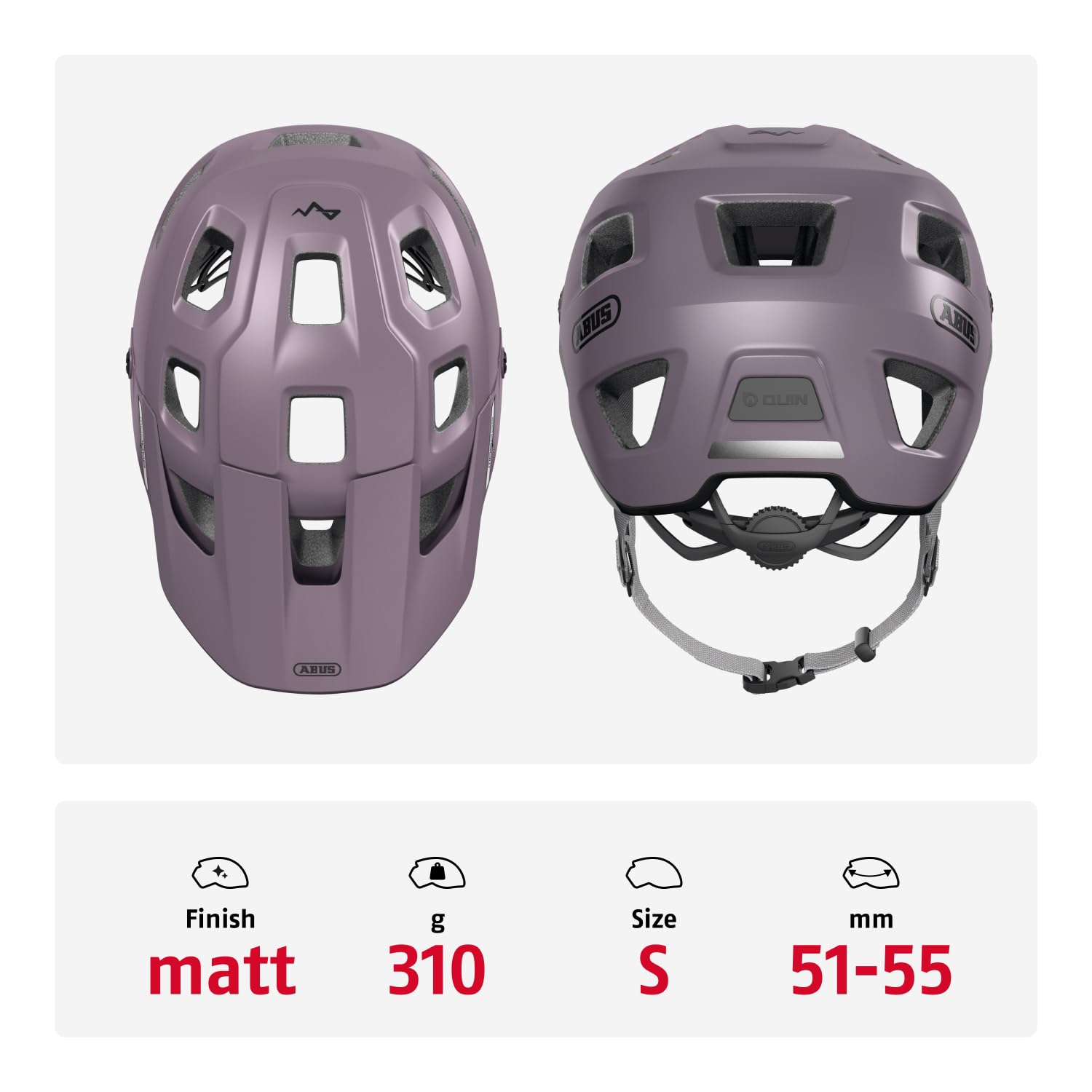 ABUS MTB-Helm MoDrop - robuster Fahrradhelm mit guter Belüftung für Mountainbiker - individuelle Passform - Unisex - Lila, S