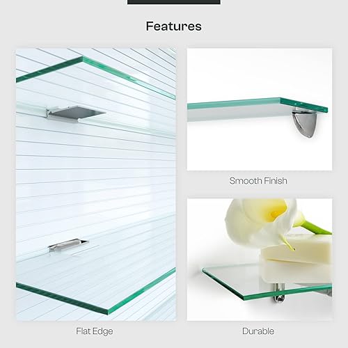 Miniatura 5 de Fab Glass and Mirror Estantes de vidrio cortados a medida  Vidrio de hierro bajo borde plano de 12 pulgada de grosor  Estantes flotantes de vidrio