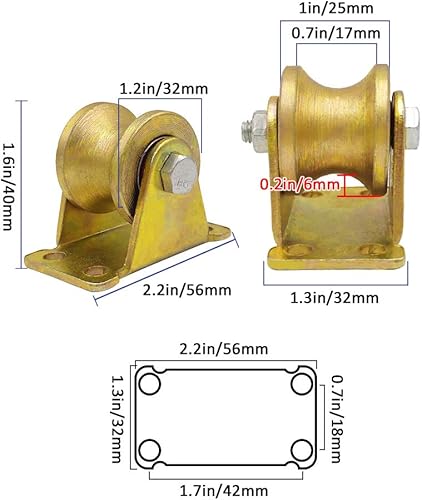 Miniatura 2 de KDDEON rueda de pista con ranura en U, rueda rígida resistente, carga máxima de una sola rueda 2,204.6 lbs, para pista invertida, puerta rodante,
