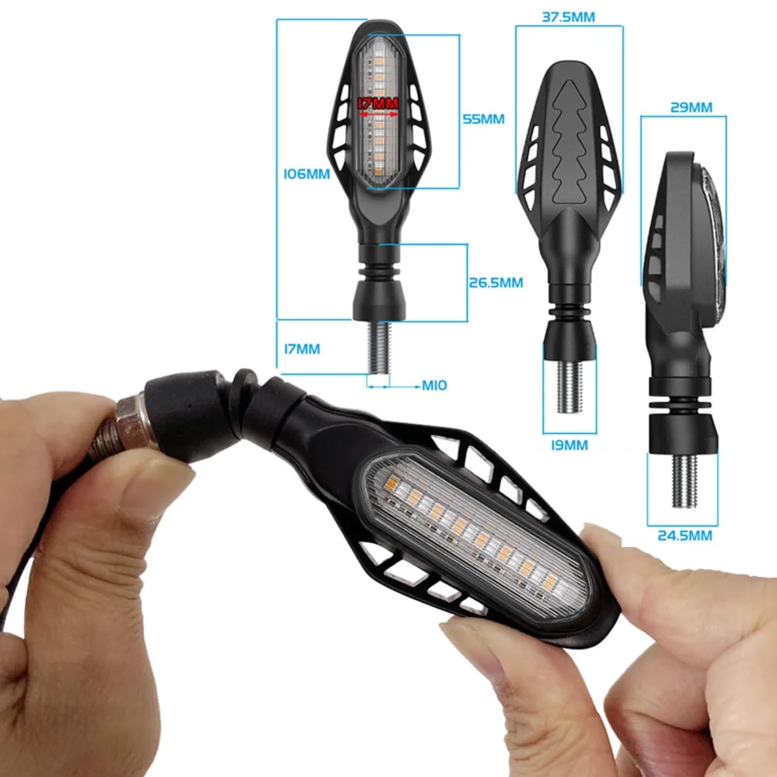 Indicatori Di Direzione Universali Per Motociclette Sinistra E Destra Indicatore Luminoso Acqua Corrente Lampeggiante Freno Lampeggiante Motociclette(B)