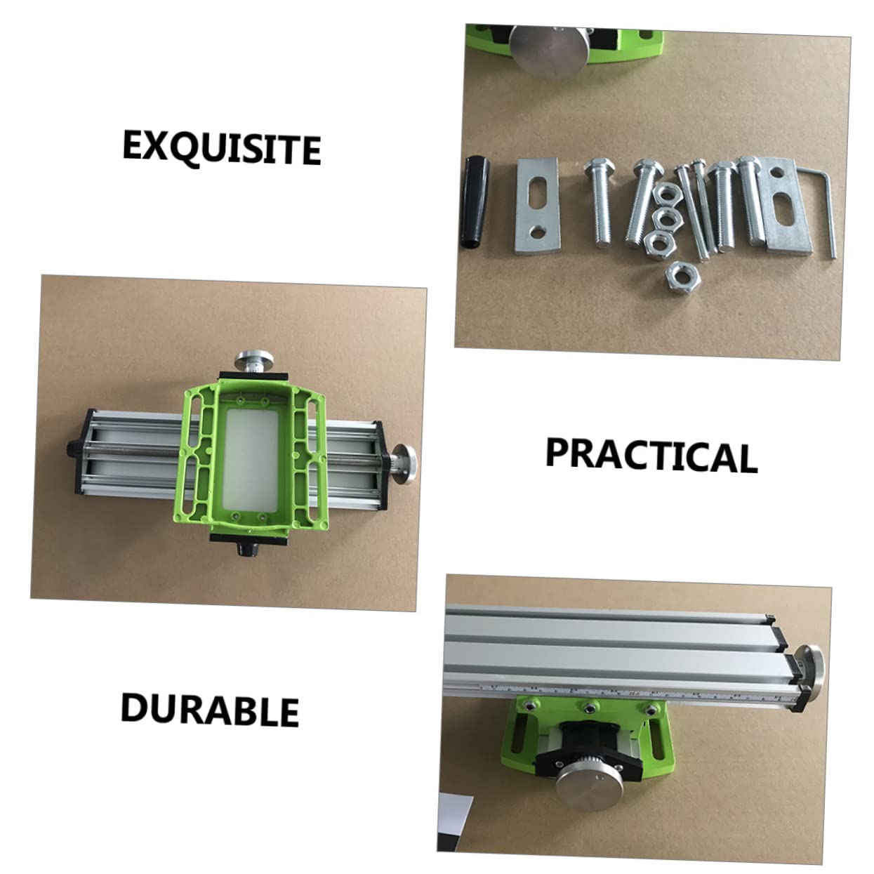 Hemobllo Mini Mesa de Trabajo de Fresadora y Abrazadera de Banco, Aleación de Aluminio, 310x90 Mm, 2 Ejes Ajustables, para Taladro de Banco y Fresado, Sistema Compuesto Deslizante, 2