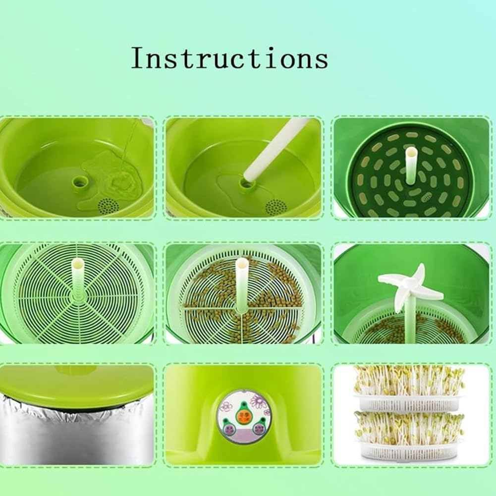 Kit Inteligente de Germinación de Semillas, Máquina Eléctrica de Brotes de Frijol de 3 Capas, Máquina Automática de Cultivo de Frijoles, Herramientas de Brotación de Plántulas de Gran Capacidad
