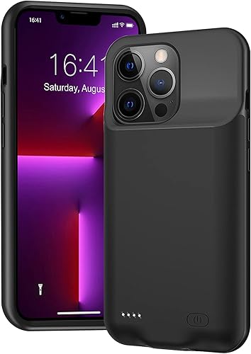 Funda de batería para iPhone 13 Pro Max, 8500mAh ultra delgada recargable inteligente portátil cubierta de carga batería extendida compatible con