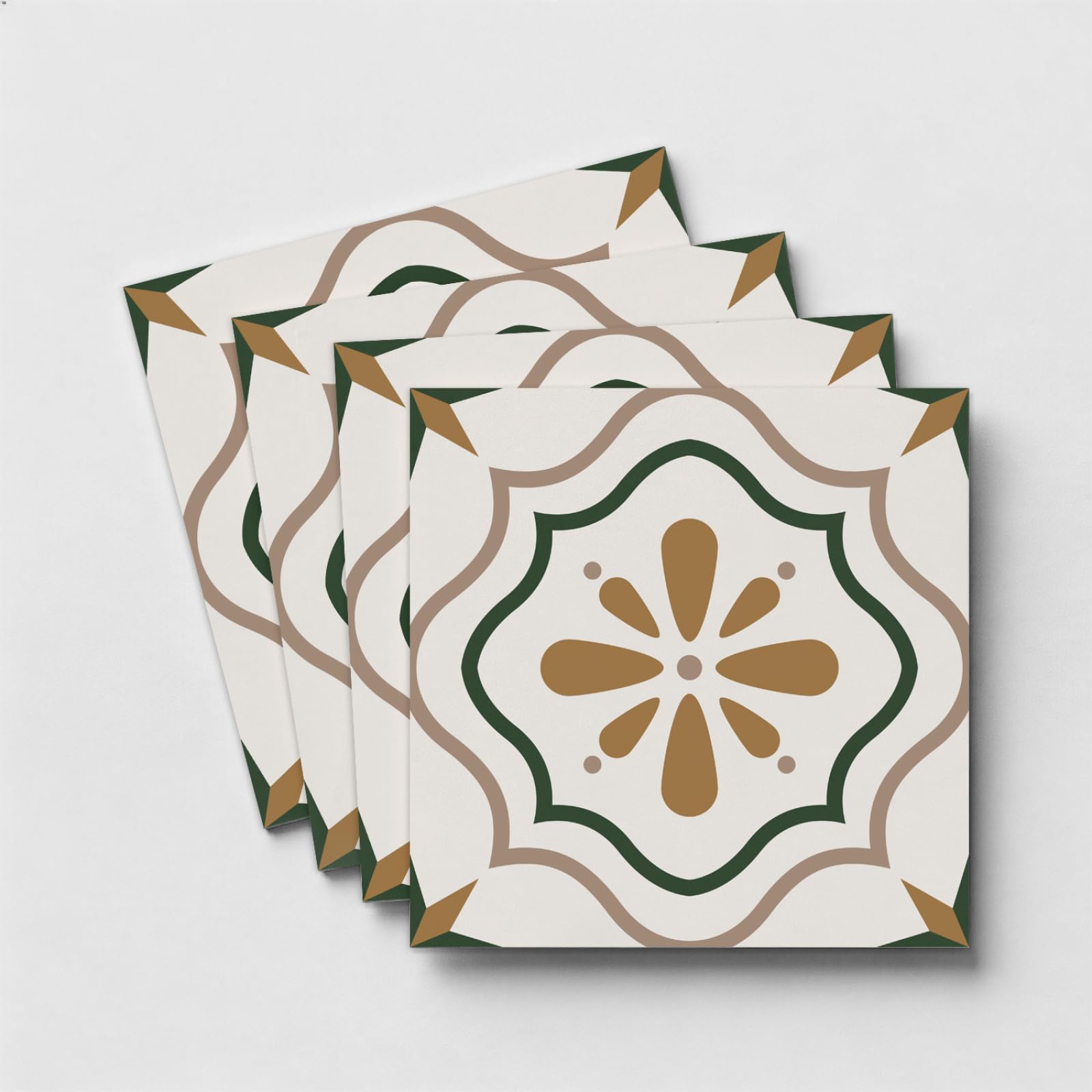 Stick on Kitchen Tiles Yellow Green Pattern Self Adhesive Wall Tiles PVC for Fireplace Surround Furniture Decoration Kitchen Backsplash Bathroom Tile Stickers Waterproof