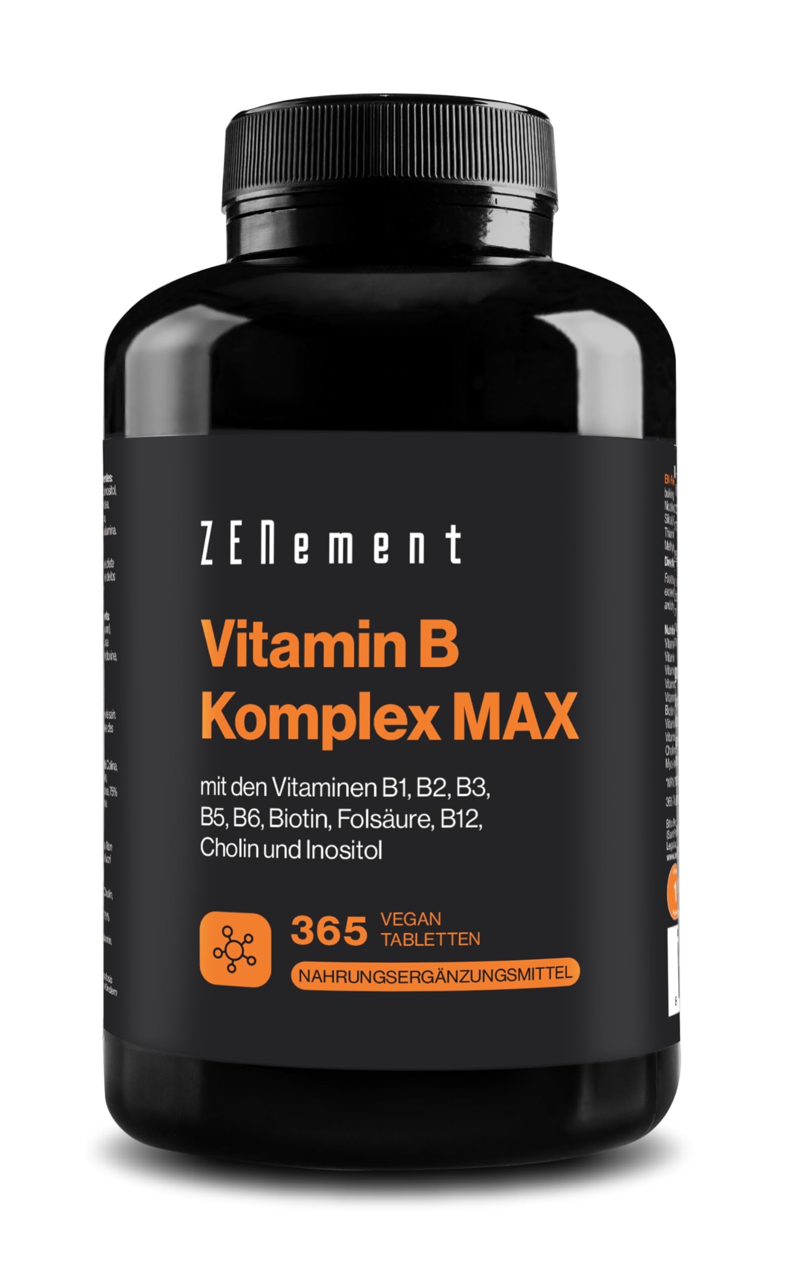 Zenement Vitamin-B-Komplex Tabletten 365 vegane Tabletten, Vorrat für 1 Jahr