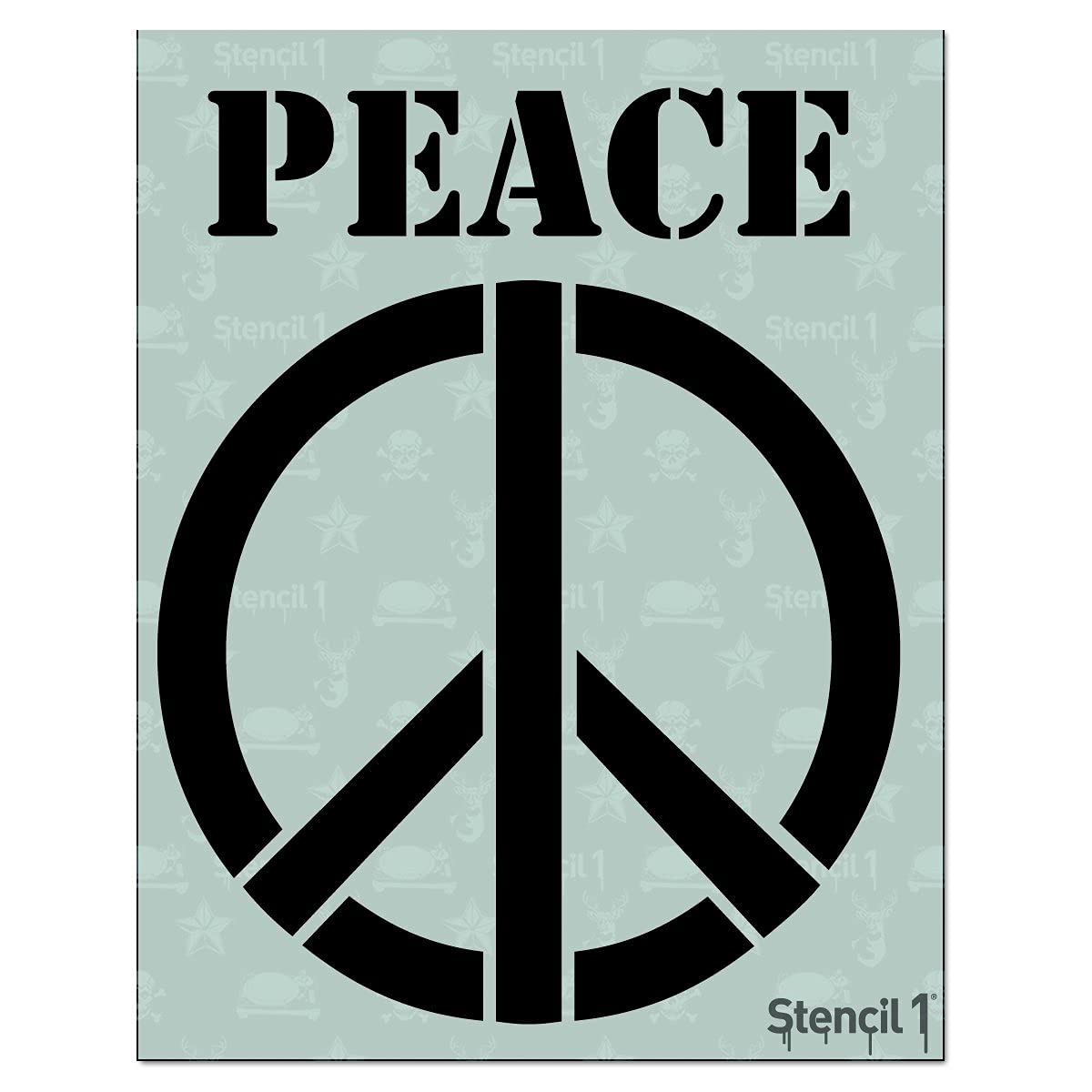Stencil1 Pochoir motif signe de paix réutilisable de qualité durable pour la peinture – Créer des pochoirs, des loisirs créatifs et décoration – Décoration sur les murs, tissus et meubles – 21,6 x