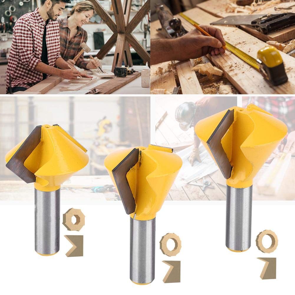 3 Pz 1/2 "Shank Router Bit Bocca di Uccello Colla Joint Router Bit Lavorazione Del Legno Fresa per Professionale Lavorazione Del Legno