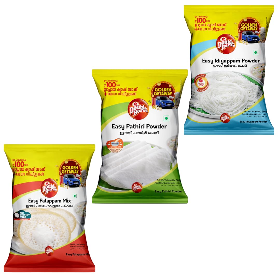 Double Horse Easy Idiyappam Powder 500G & Easy Palappam Mix 500G & Easy Pathiri Powder 500g (B0CJP2GGSX) Amazon Price History, Amazon Price Tracker
