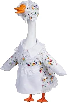 Spring Porch Goose Outfit Flower Porch Goose Clothes for 23 Inch Lawn Cement or Plastic Geese Statue Geese Skirt Costume with Hat Dress for Spring Outdoor Patio Yard Garden Holiday Decoration
