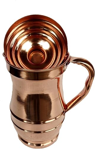 Miniatura 2 de Rastogi Handicrafts Jarra de cobre puro con 2 vasos de vidrio para bebidas
