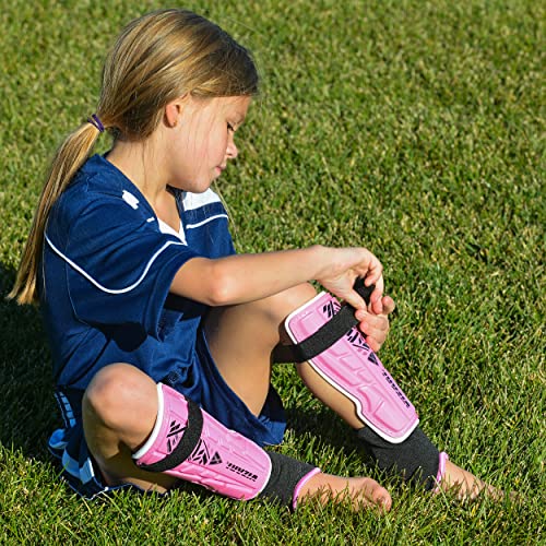 Vizari Malaga Soccer Shin Guard For Kids| Youth Soccer Shin Guard | Lightweight And Breathable Child Calf Protective Gear Soccer Equipment | Pink | Medium #TOP2