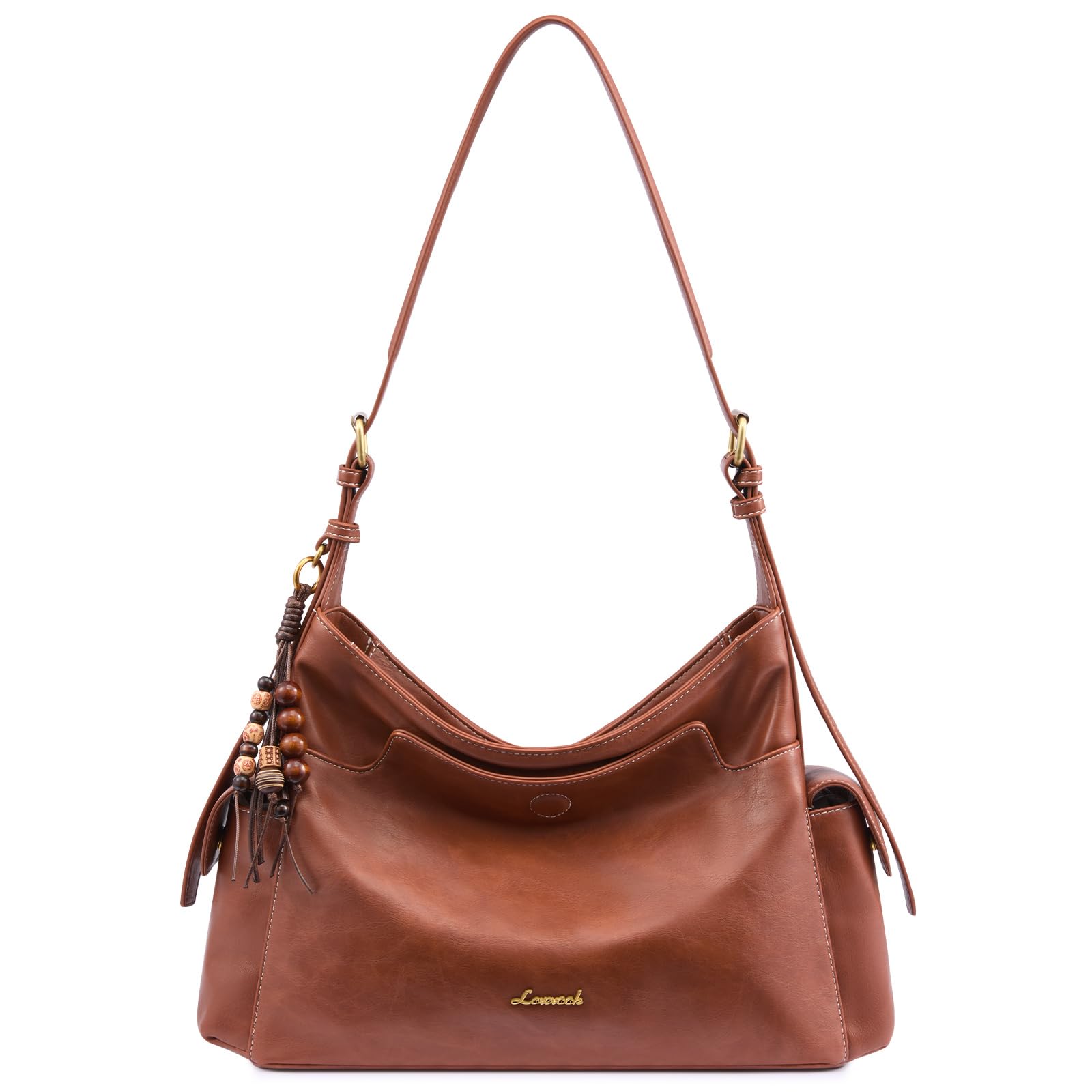 LOVEVOOK Hobo Bag Purses for Women Leather Womens Handbags with Tassel Charms Shoulder Crossbody Purse