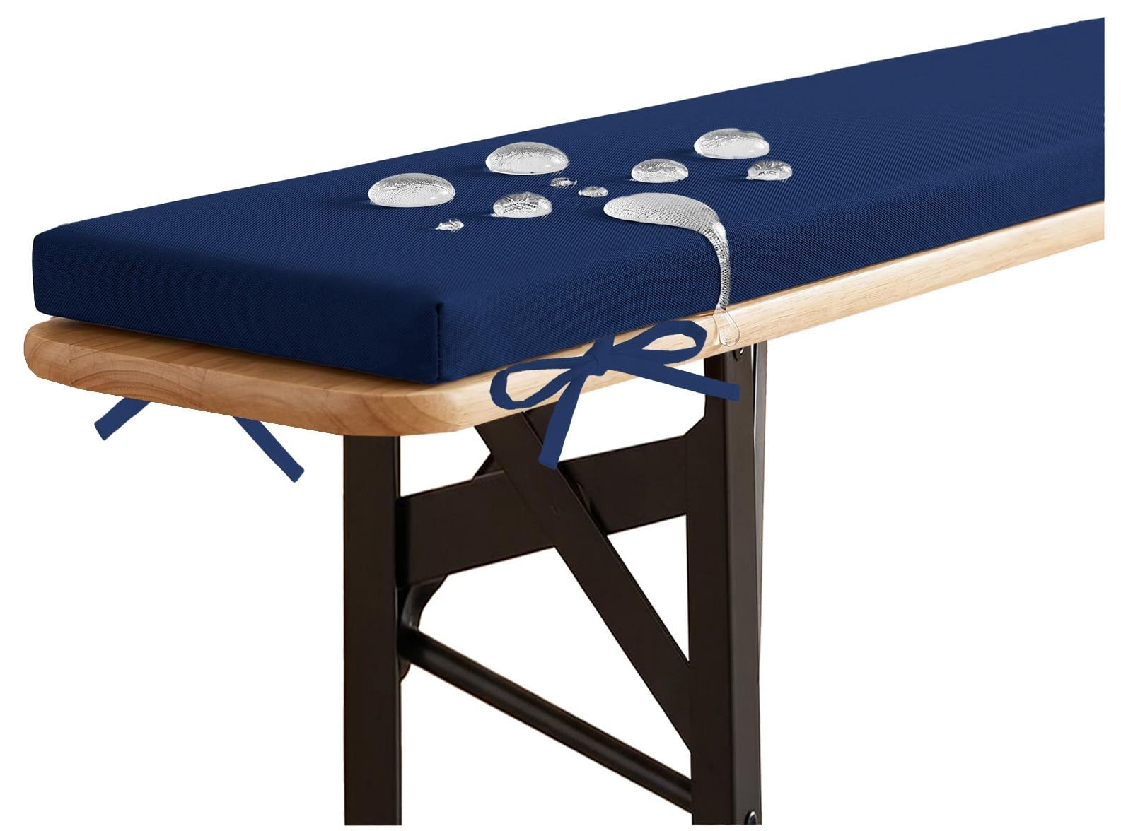 YNJJKA Outdoor Picnic Bench Seat Cushion, Outdoor Picnic Table Seat Benchs Cushions with Zipper, Long Narrow Bench Cushion Waterproof 80% Thick 5cm/1.9" with Ties(Navy Blue,120x50 cm 47x20 in)