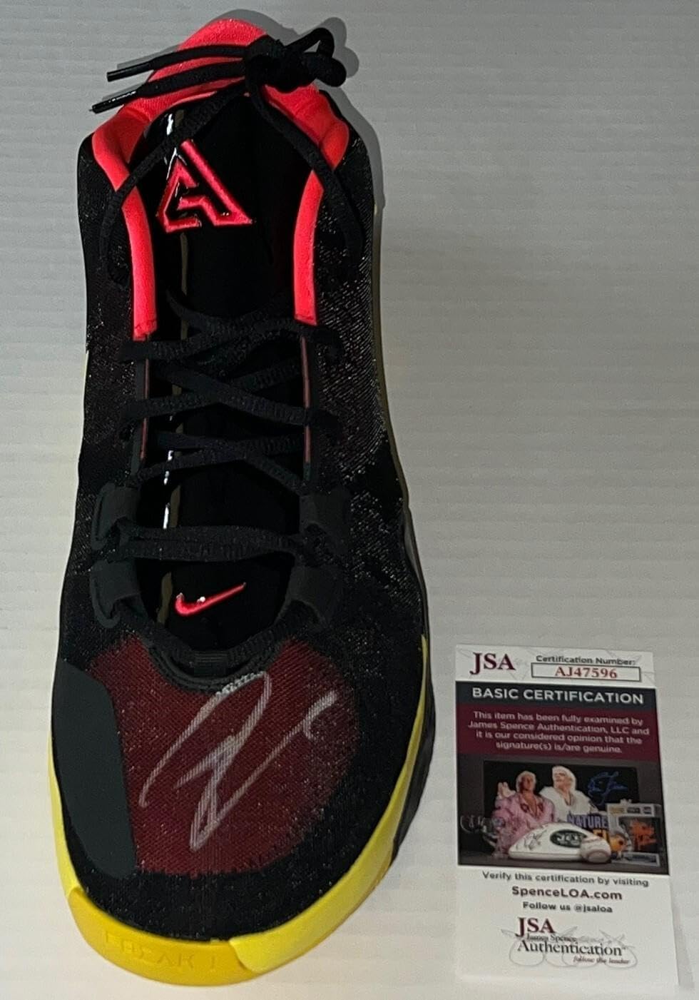 Giannis Antetokounmpo Bucks signed Nike Zoom Freak 1 Soul Glo Shoe JSA - Autographed NBA Sneakers
