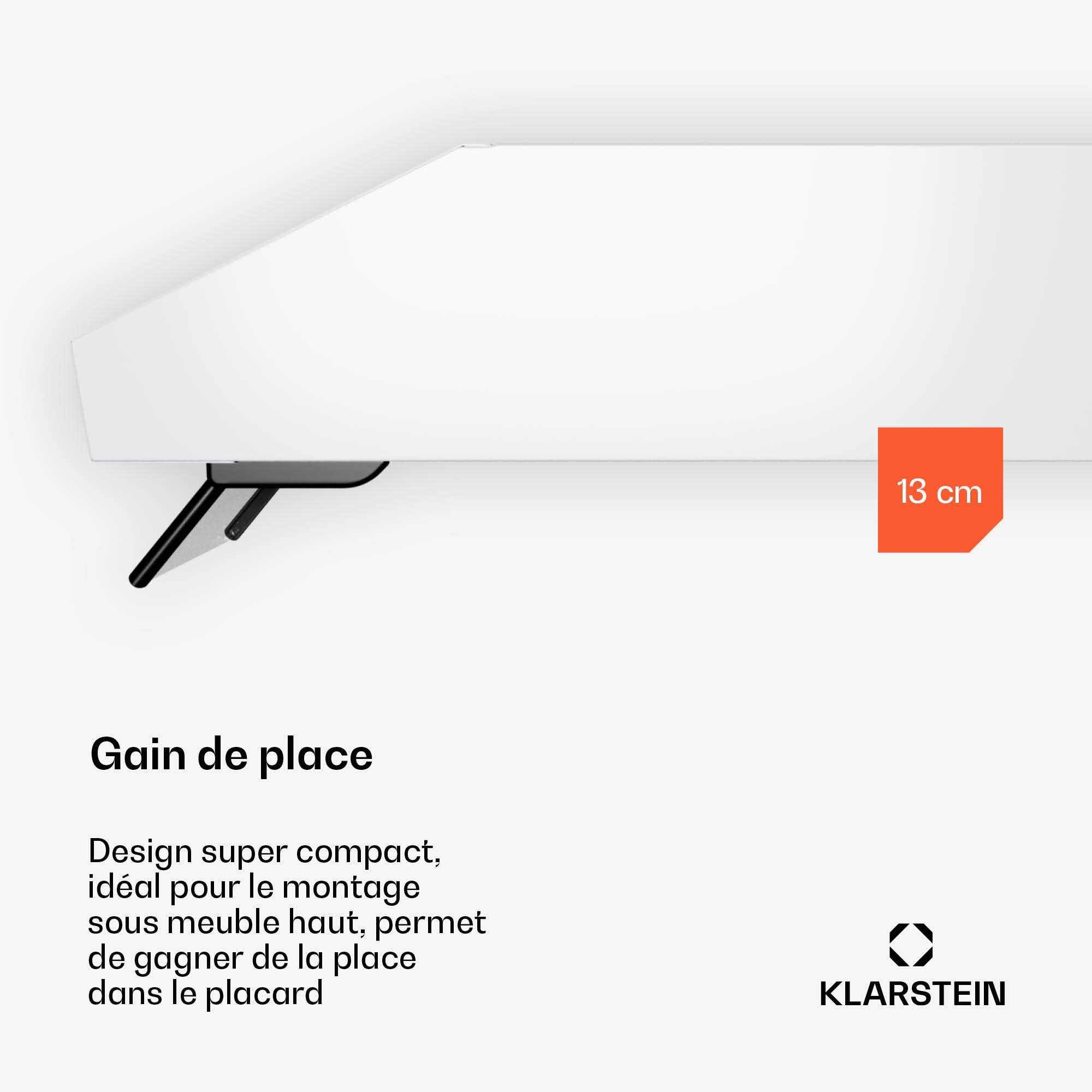 Klarstein Purista Force Hotte aspirante, Hotte murale de cuisine 60 cm, 343 m³/h, Double moteur, CEE C, Panneau tactile LED, Éclairage LED, Filtre à charbon actif