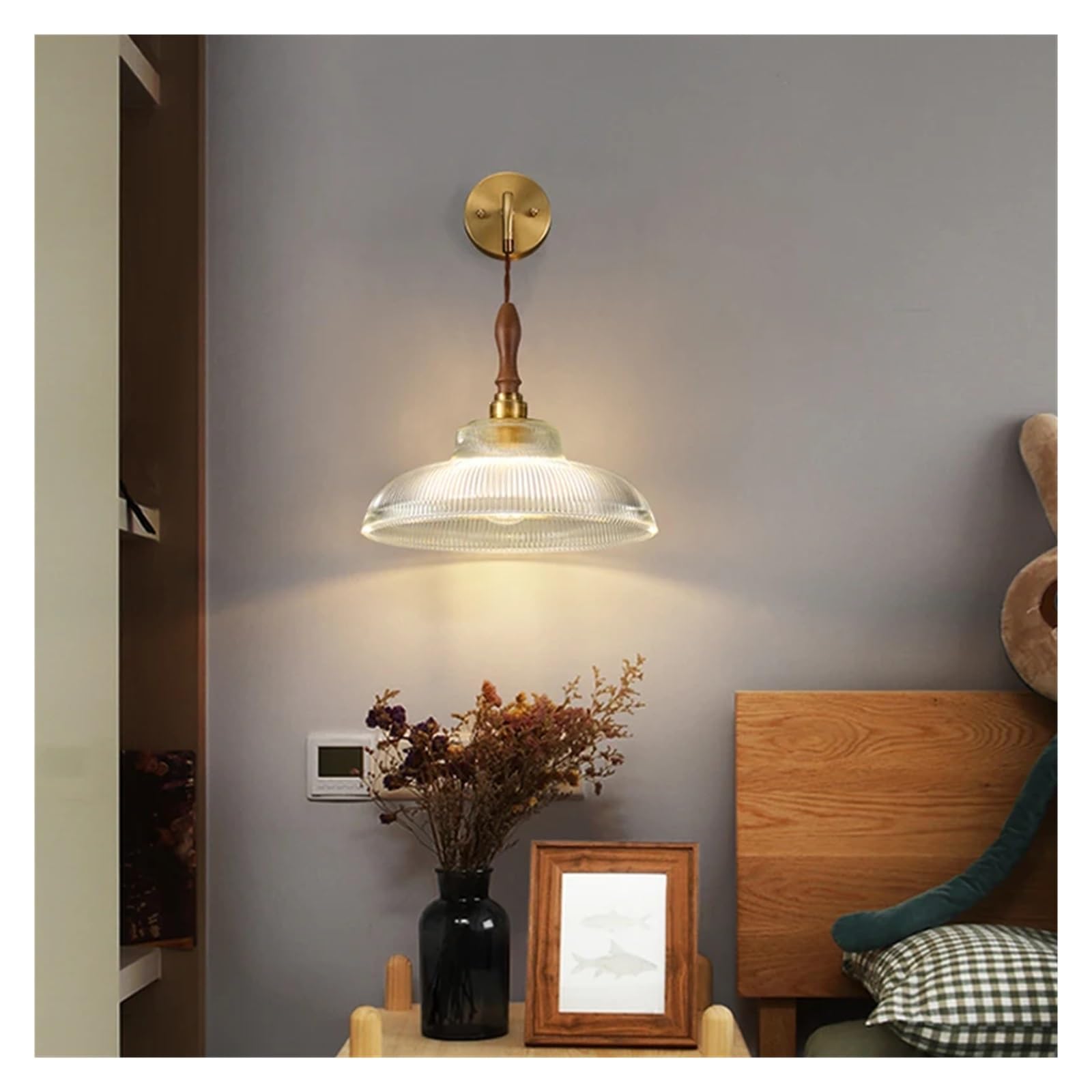 Cwcqgh Light Wall Sconces, Modern Japanese Scandinavian Wall Lamp Retro Glass Wall Sconce Clear Shade For Bedroom Wall Ing,1