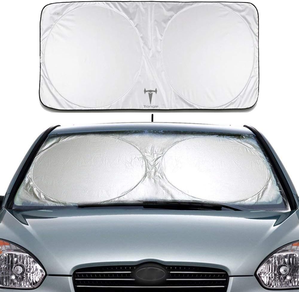 Lambony Windscreen Sun Shade Car Sun Shade Windscreen Shades UV Cover Protector Keeps Vehicle Cooler by up to 50%, Sunshade Flexible Size for SUV, Truck, Car Big or Small