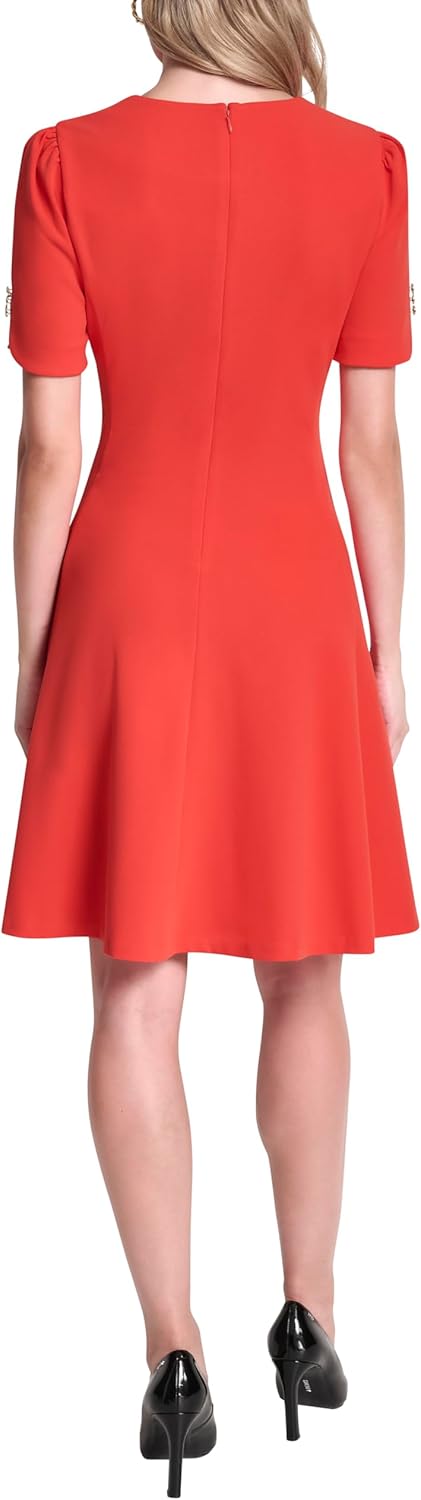 DKNY Womens Button Short Sleeve Fit and Flare Dress - Image 4