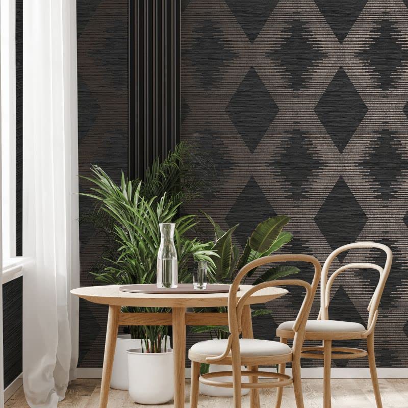 Serenity Geo Black and Rose Gold Removable Wallpaper