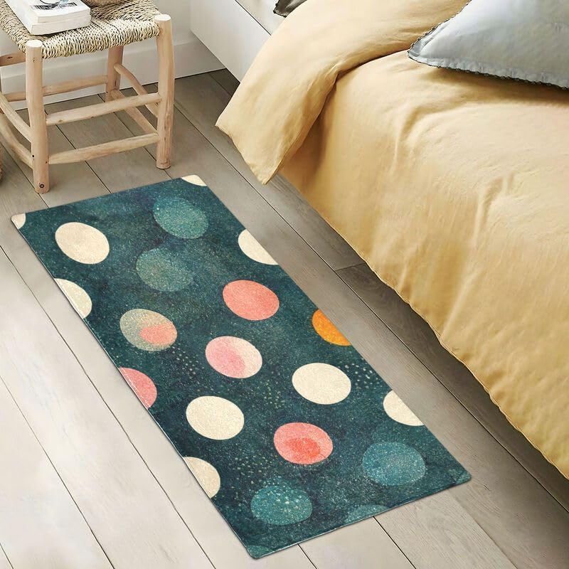 Miniatura 5 de Tapete antideslizante retro con lunares extra absorbente, suave, antideslizante, absorbente, lavable a máquina, decoración del hogar, 39 x 20