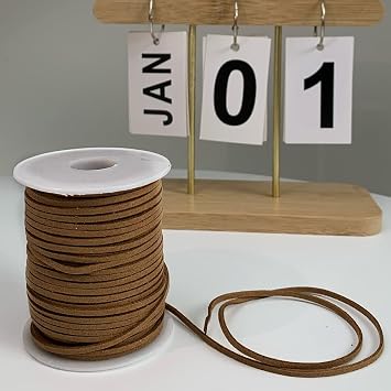 50 Yards Brown Faux Suede Leather Rope String Suede Cord 2.5mm Coffee Flat Korean Braiding String Rope with Roll Spool for Jewelry Making Necklace Bracelet Crafts Beading Diy Crafts Supplies