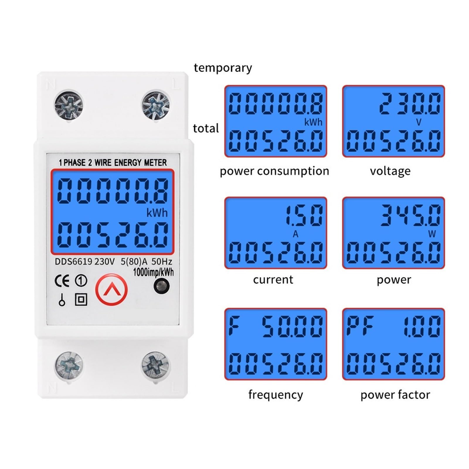 Liczniki Energii Cyfrowe Podświetlenie LCD Jednofazowe Resetowanie Zero KWH Miernik Zużycia Wattmeter Electronic Dokładne Monitorowanie Energii