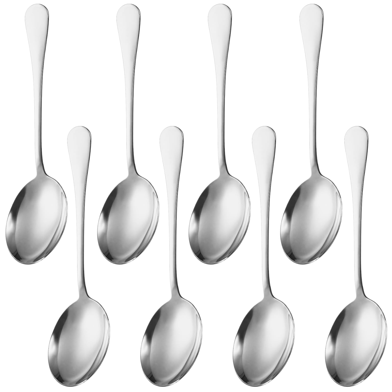 8 cucchiai da portata in acciaio inox color argento, 24 x 6,3 cm, cucchiai grandi per buffet e catering eventi
