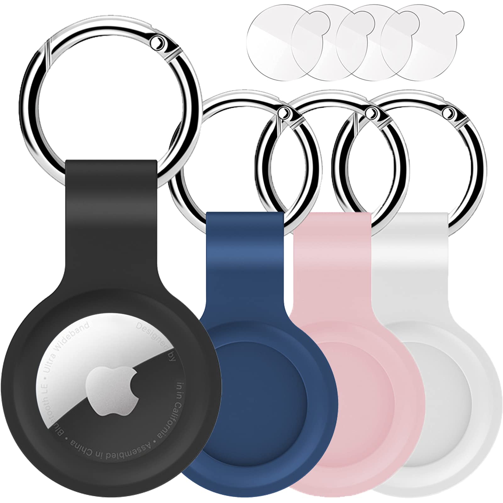 Protective Case for Airtag Finder - 4 Pack Silicone Case for Airtag Holder with Keychain Multi-Color Anti-Scratch Protective Cover Accessories Portable Case Compatible with Airtag 2021