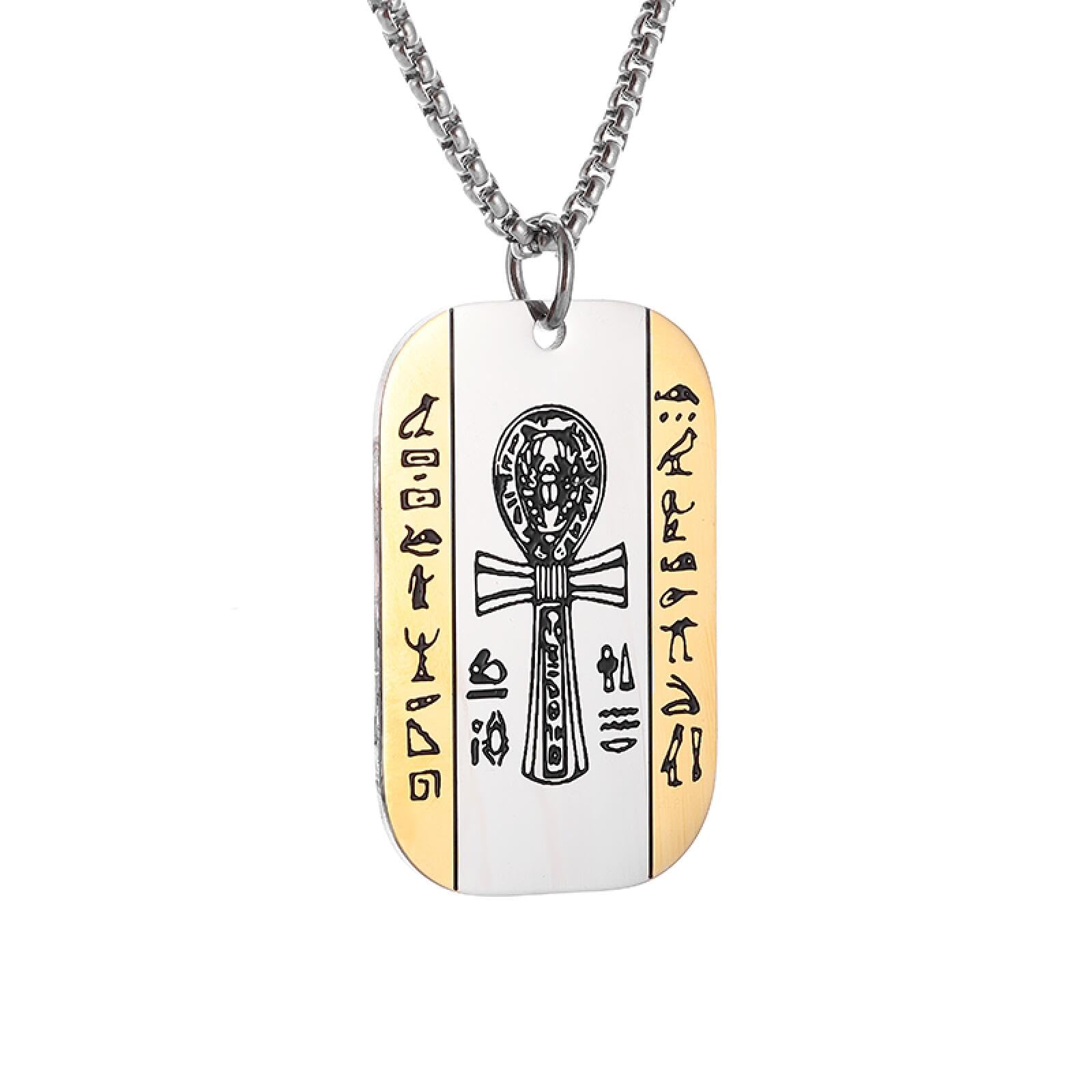 Collier croix d'ankh Œil d'Horus aux finitions ciselées d'Égypte - 7