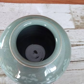 高級　青磁象耳　大型花瓶　(韓国製) 大型韓国青磁透かし花瓶雲鶴装飾リス耳高麗青磁雲鶴文栗鼠耳付け