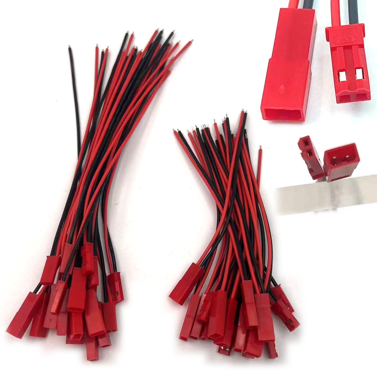 DEVMO 20 Pairs 22 AWG JST Plug Connector 2 Pin Male Female Plug Connector Cable Wire for LED Lamp Strip RC Toys Battery, 6 Inch 15cm image 4