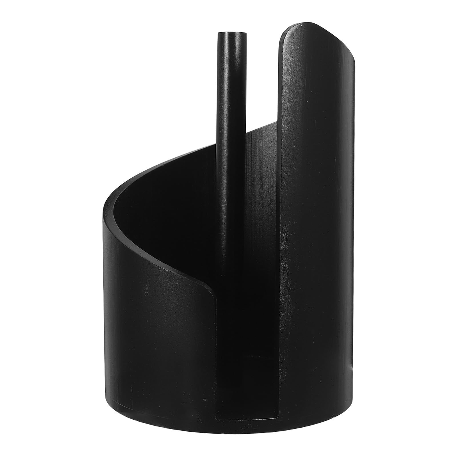 Portarotolo da Cucina in Legno Massello Nero Base Tonda