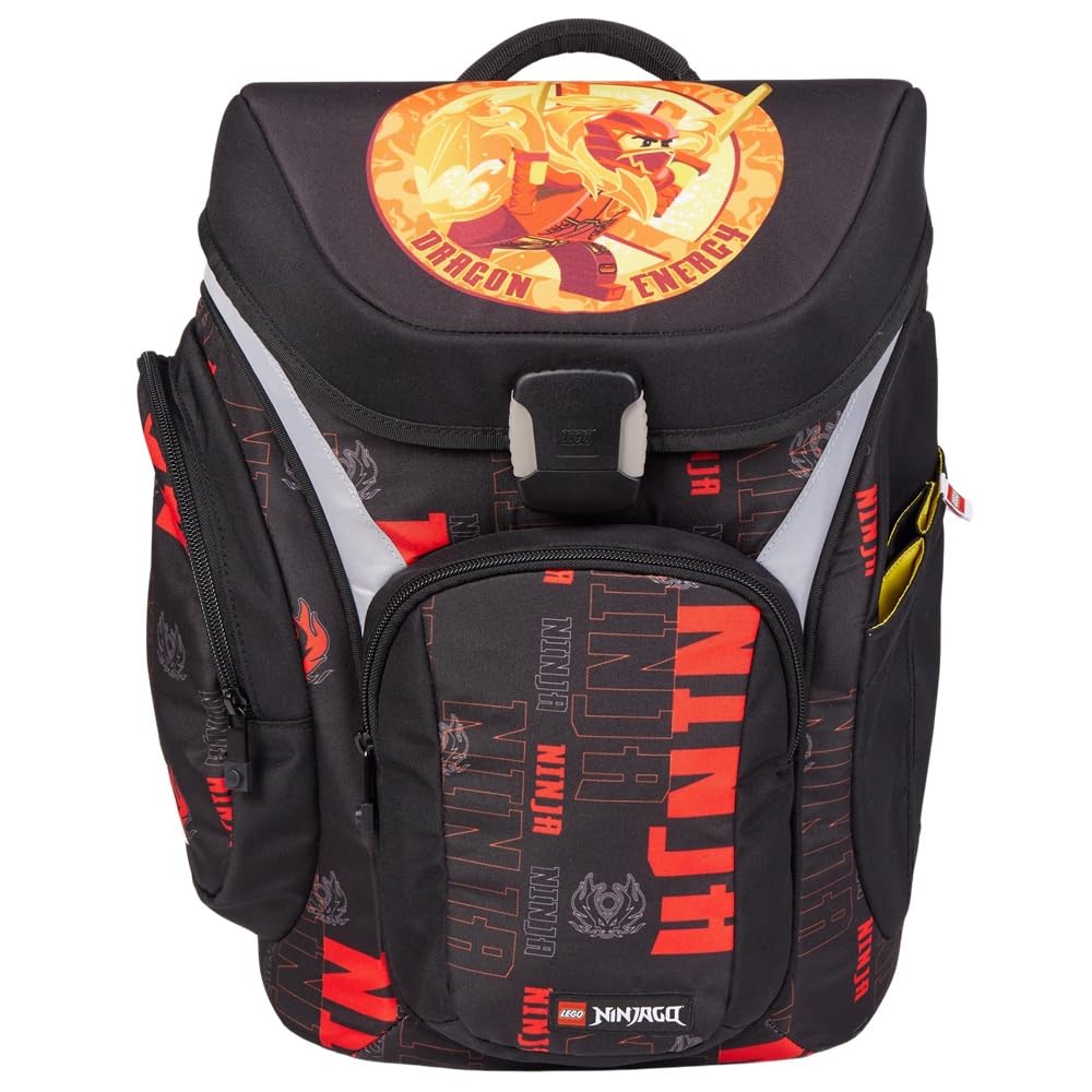 Familando - Schulranzen Set 6-teilig - Lego Ninjago Dragon Energy - Ergonomisch, stabil & mit gepolstertem Rücken - 1.310g leicht mit 16L Volumen - wasserabweisend und mit Reflektoren