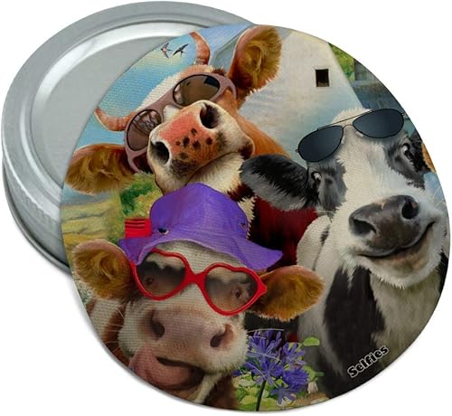 Udderly Cool Cow Farm Selfie - Abridor redondo de goma antideslizante para tarros, abridor de tapa