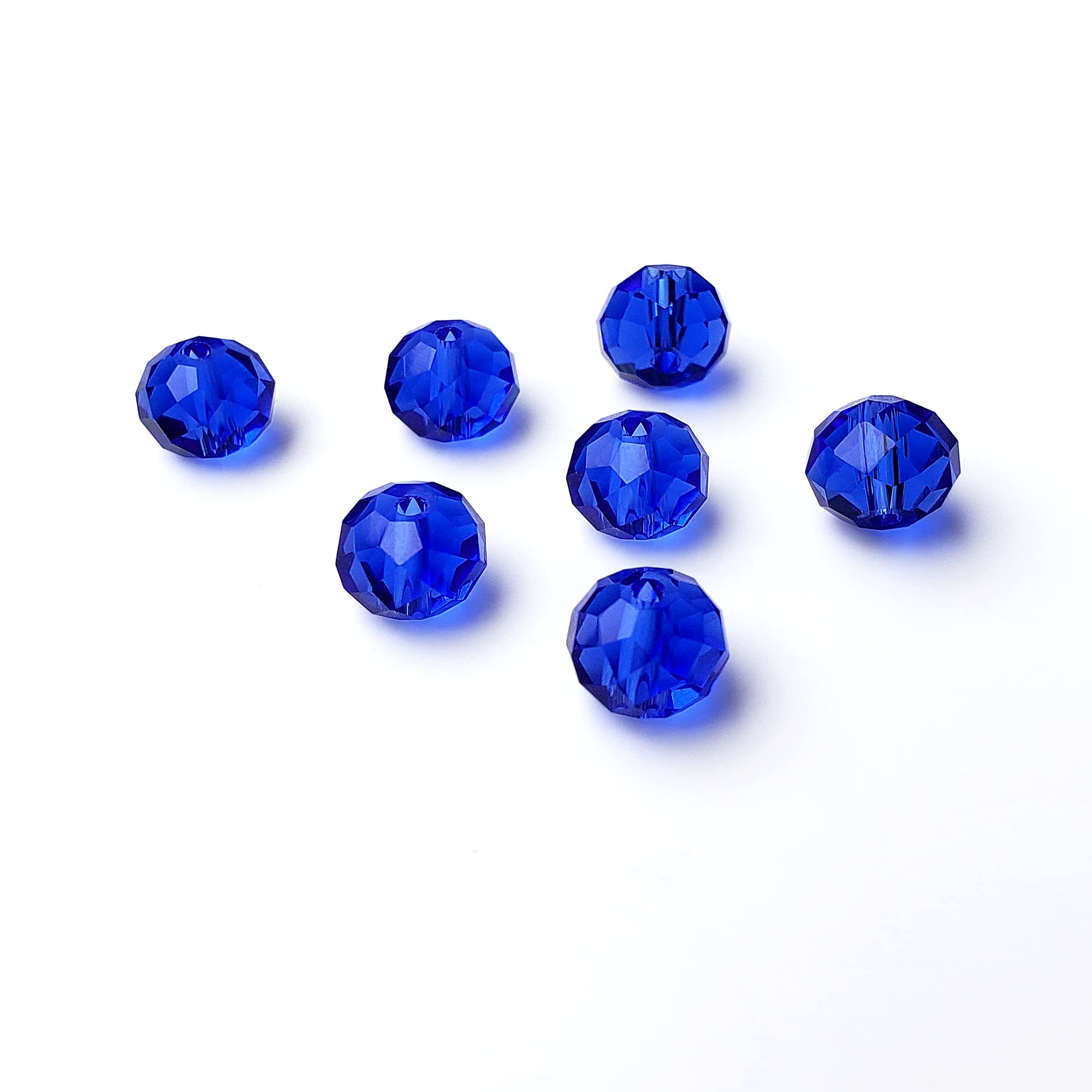 8mm Rondelle Sapphire Blue Glass Beads for Jewelry Making 300pcs Faceted Briolette Shape Crytal Spacer Beads for Bracelet Necklace Earring