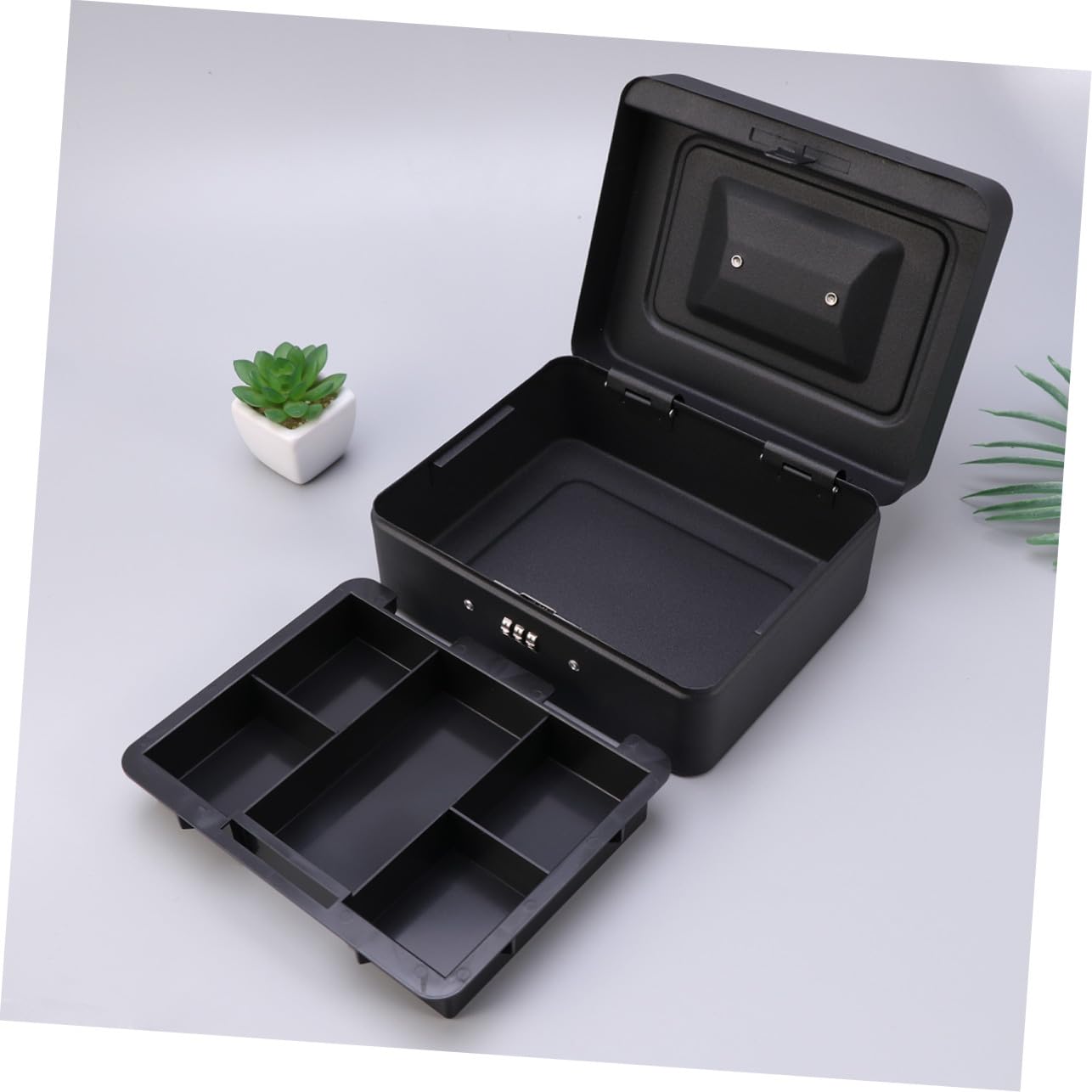 STOBAZA Caja de Cajero Tienda de Metal con Cerradura de Combinación y Asa Portátil para Comercios y Tiendas de Conveniencia
