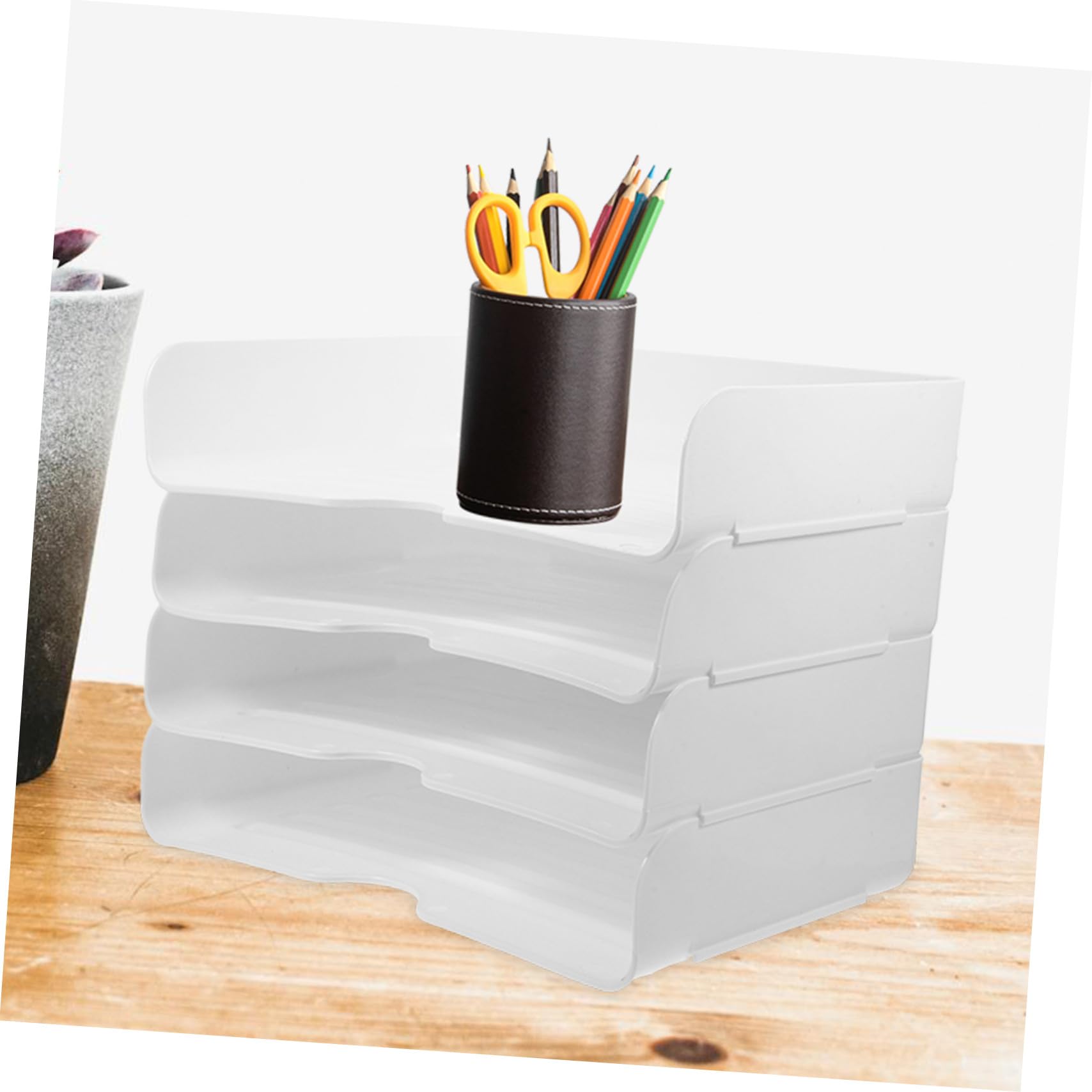 4pezzi Vassoi Impilabili Per Scrivania Organizer Per Documenti Design Elegante e Versatile Per Ufficio e Casa Per Ordine e Pulizia Spazio Di Lavoro