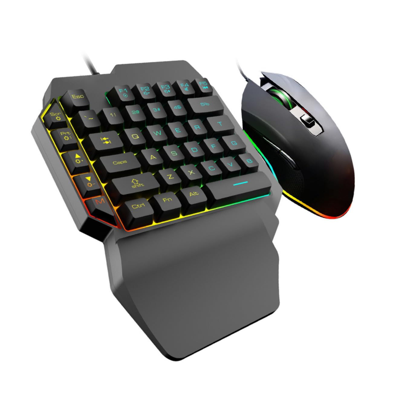 Mipcase Tastiera Gaming Retroilluminata con Mouse Nero Set Compatto in Abs Design Semplice per Videogiochi e Intrattenimento a Casa per Giovani