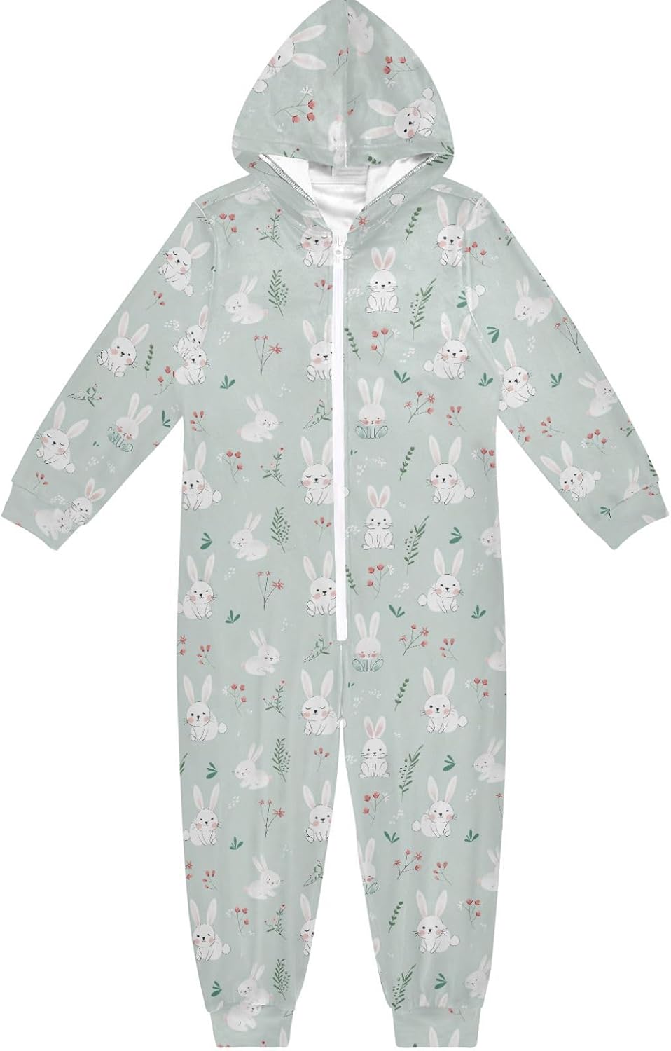 Pajama Zipper Hooded Loungewear Sleepwear for Unisex 4-14Y
