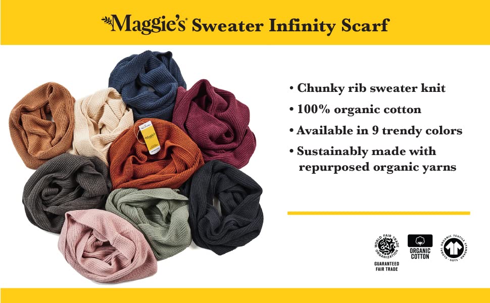 Maggie's Organic Sweater Infinity Scarf - Ribbed Knit Organic Cotton - Circle Loop Design Winter Scarf3