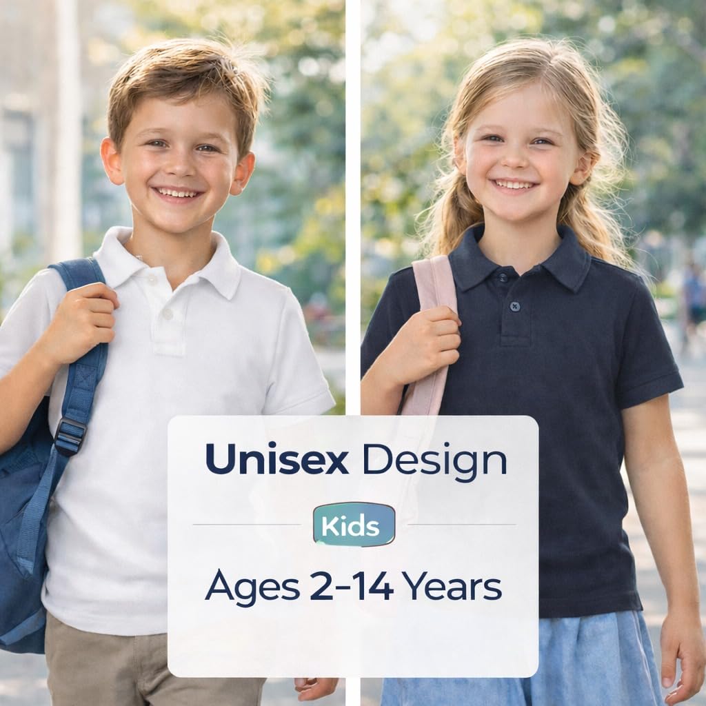 KHIM Unisex Polo Short Sleeve Polycotton Boys Girls School Uniform Plain Half Sleeve Shirts Sports Wear Indoor Outdoor — view 3