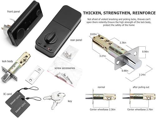 Miniatura 9 de Cerradura inteligente con huella dactilar, cerradura de puerta de entrada sin llave 5 en 1, cerradura de puerta inteligente con control de