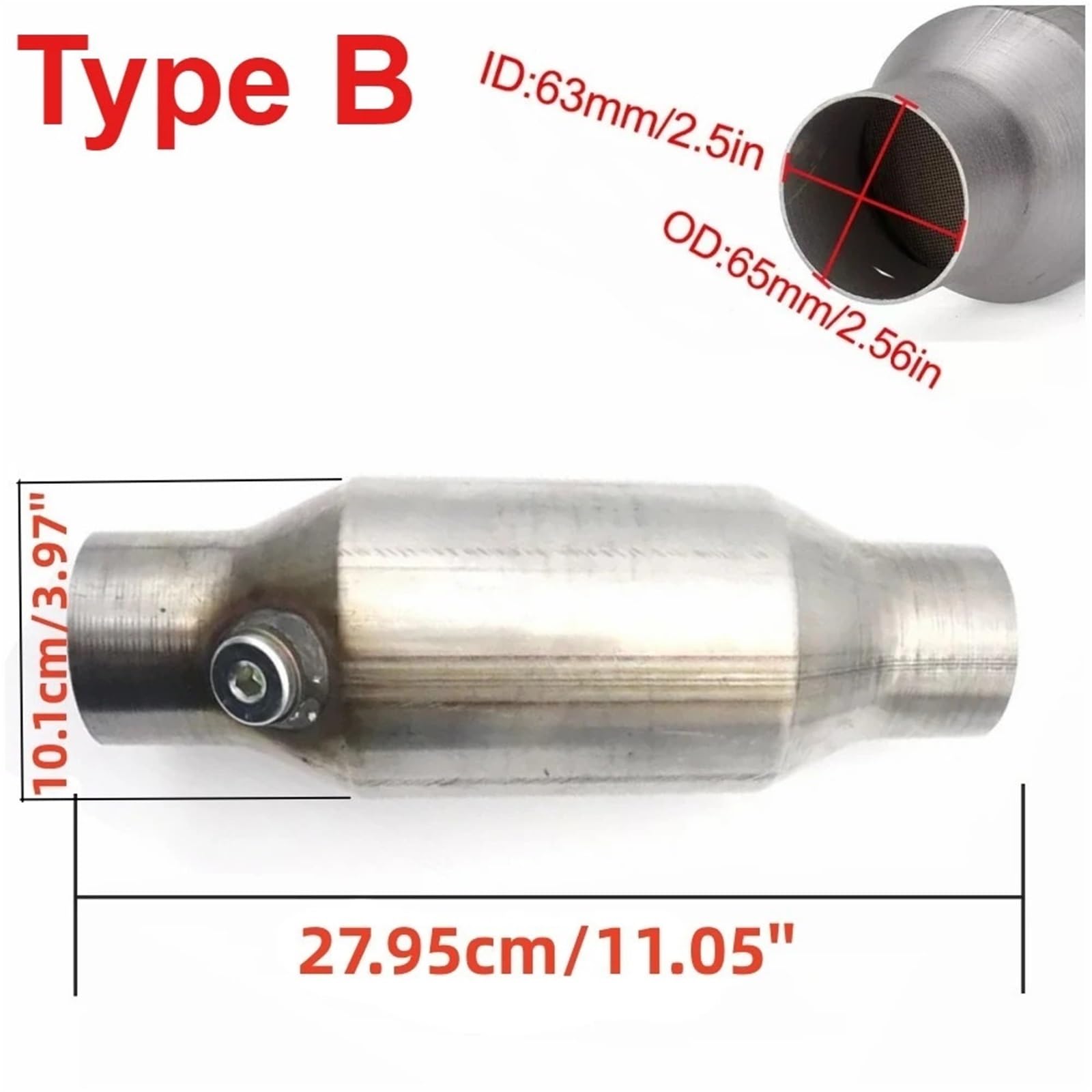 2,5-calowy, 63,5-milimetrowy, uniwersalny katalizator samochodowy, czujnik tlenu, 400 ogniw, katalizator wysokoprzepływowy, stal nierdzewna, Euro 1(Type B 2.5 inch)