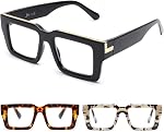 JM 3 Pack Reading Glasses for Women, Fashion Square Blue Light Readers