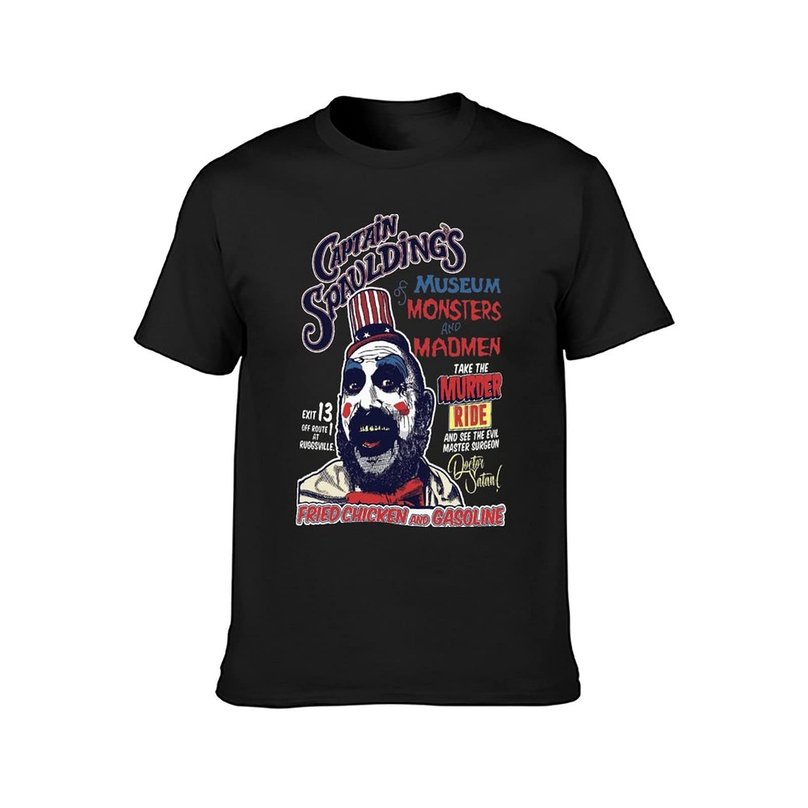 Sgrtyx Captain Spaulding Men's Summer Round Neck Hip hop Short Sleeve T-Shirt Breathable Undershirt Black