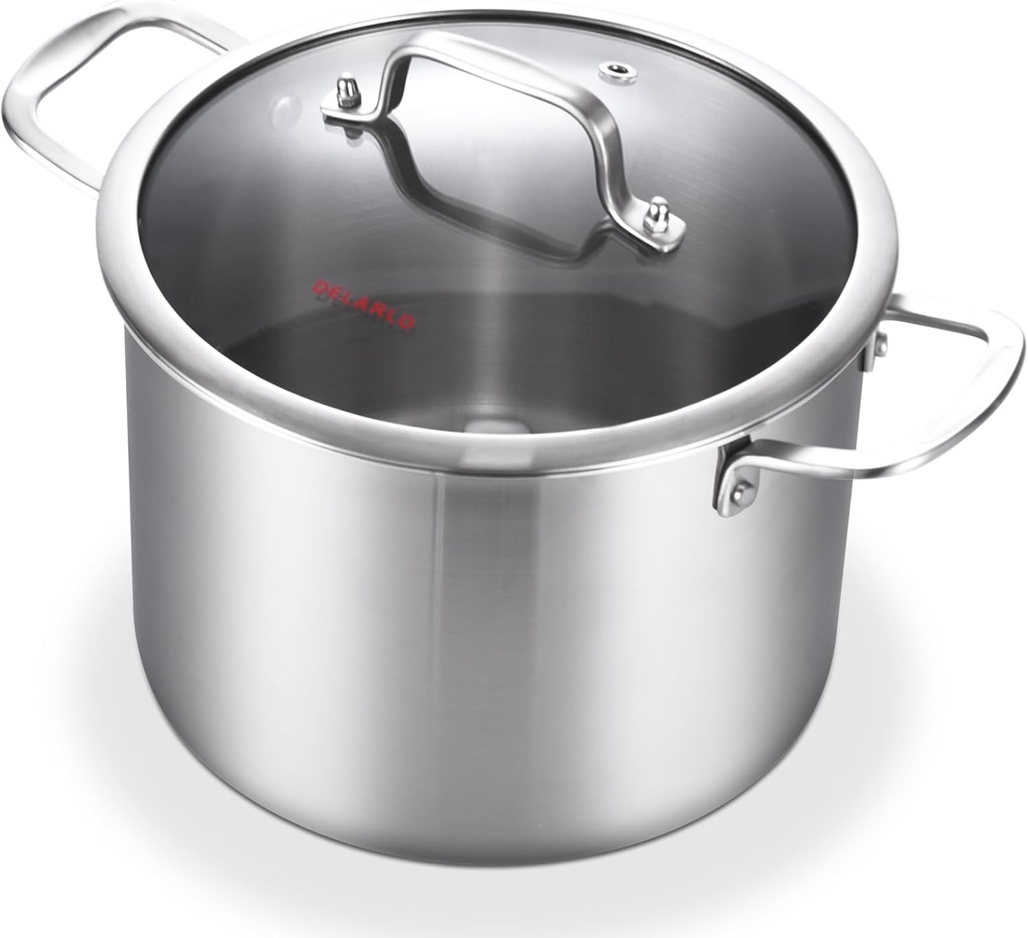 DELARLO Kochtopf Induktion 24 cm, 7,6 L Edelstahl Fleischtopf mit Deckel