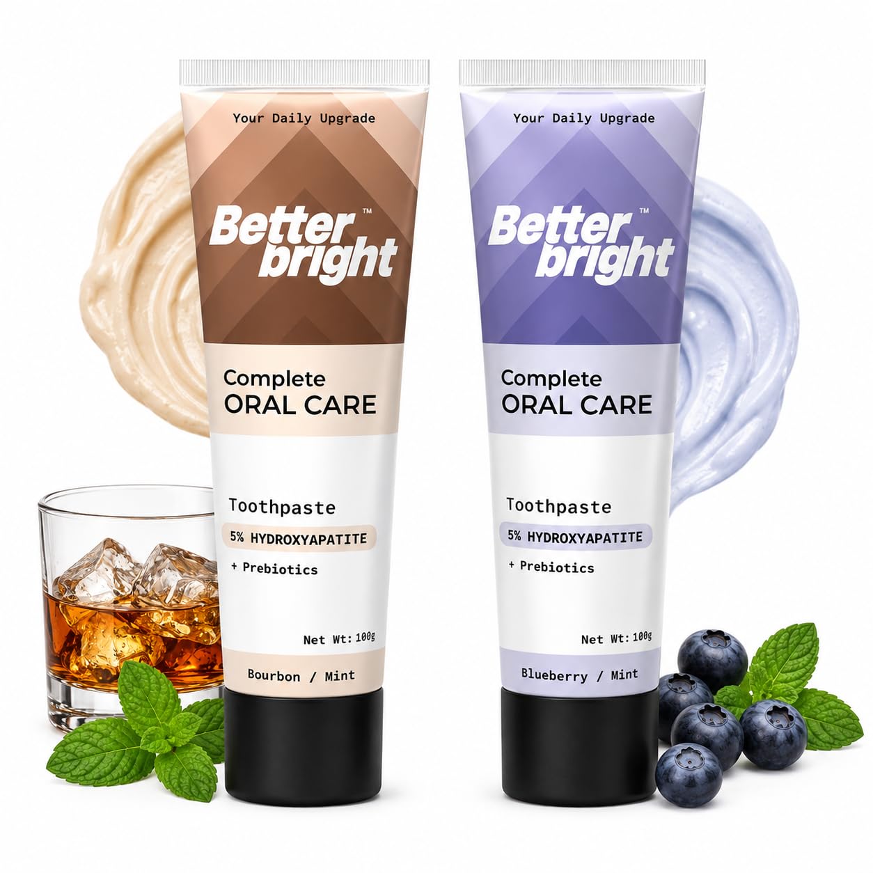 Bourbon & Blueberry Mint Toothpaste Combo, For Teeth Whitening & Prebiotic Oral Care, 5% HAp +Nano Hydroxyapatite, Enamel Support-image-21