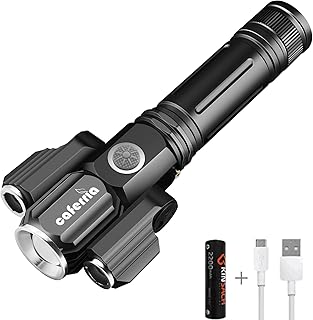 LED Tactical Flashlight 1000 Lumens Electric Torch Ultra-Bright Handheld Travel Flashlight Rechargeable Waterproof Zoomable 4 Modes for Outdoor, Camping, Biking, Hiking, Emergency