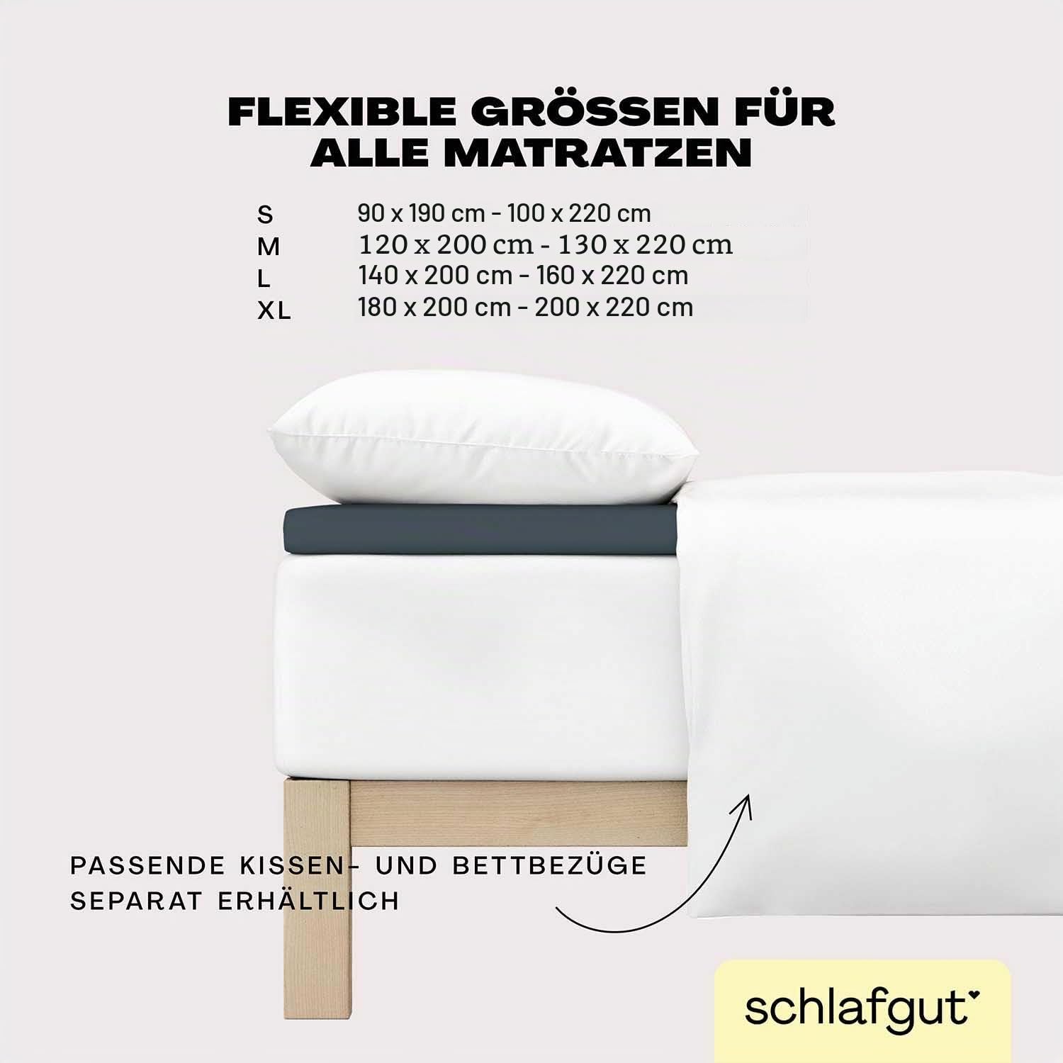 Schlafgut Easy Jersey Elasthan Topper Spannbettlaken 180x200 bis 200x220 Grey Deep, Spannbetttuch aus superweicher Baumwolle mit Elasthan