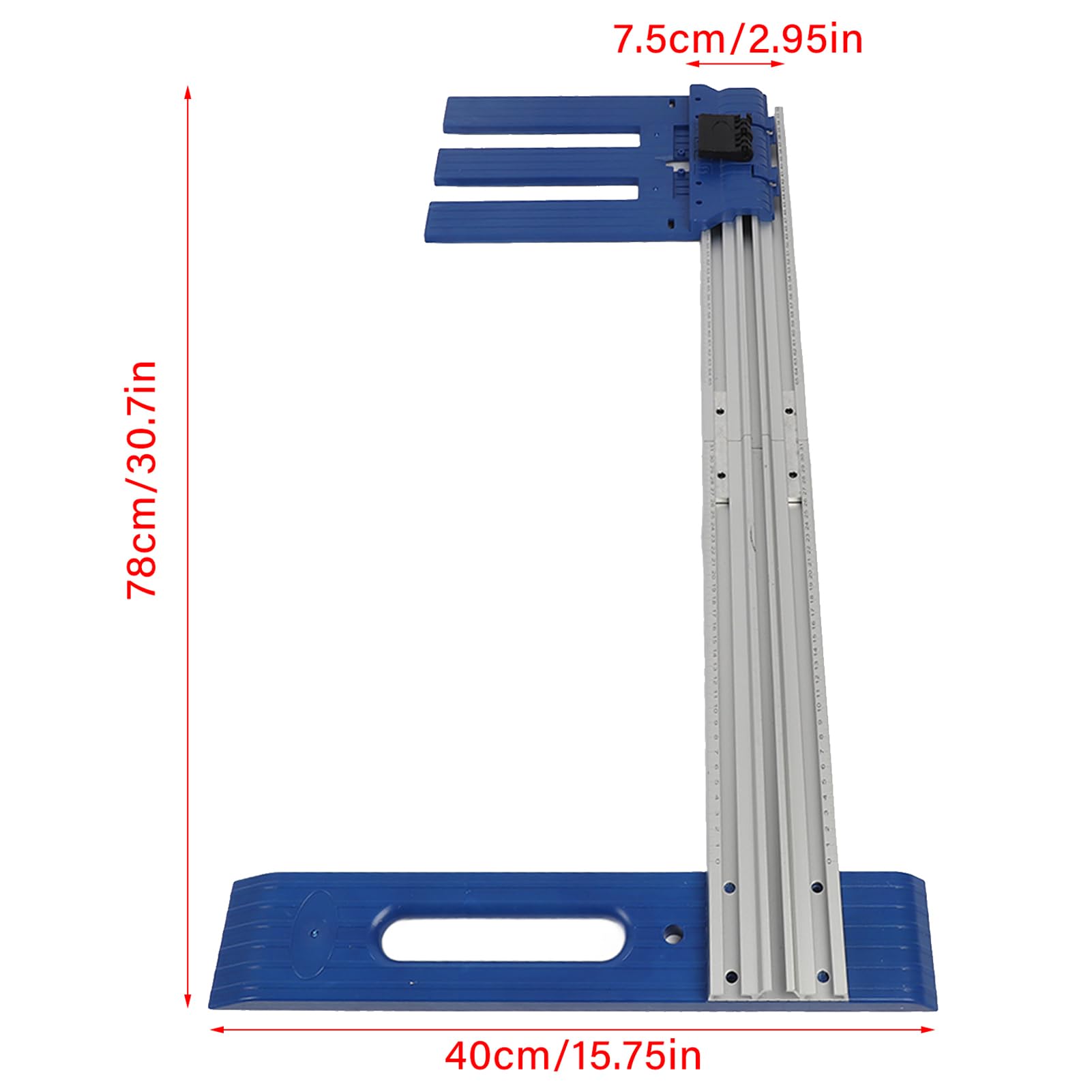 Szyna Prowadząca Noża do Obróbki Drewna dla Stolarza, Zakres Cięcia 0-65 Cm | Regulacja w zakresie 0–65 cm, stop aluminium, przezroczysta skala, jeden klucz stały, gładki podkład, do cięcia piłą